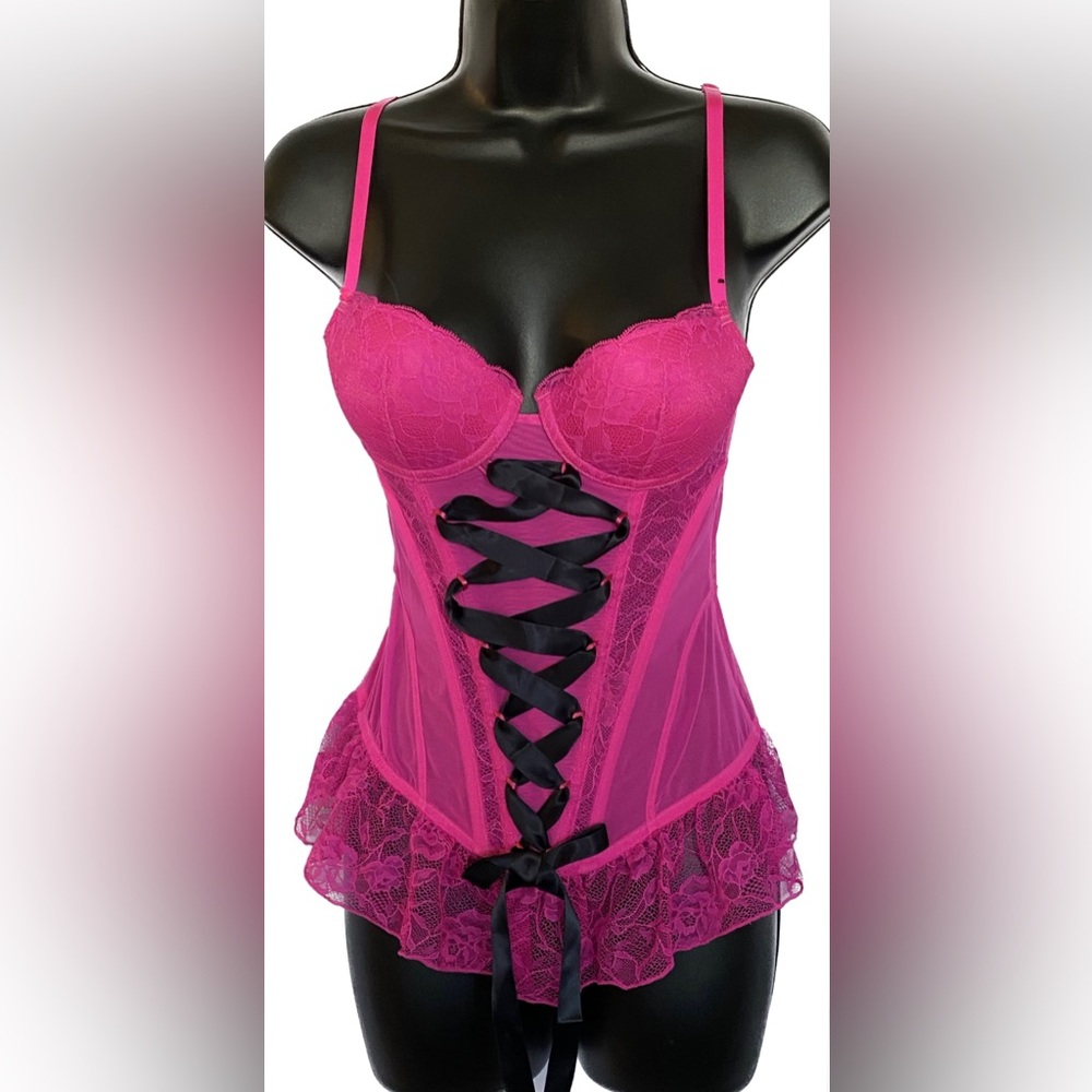 NWOT LS PNK/BLK Merry Widow, S *P1099